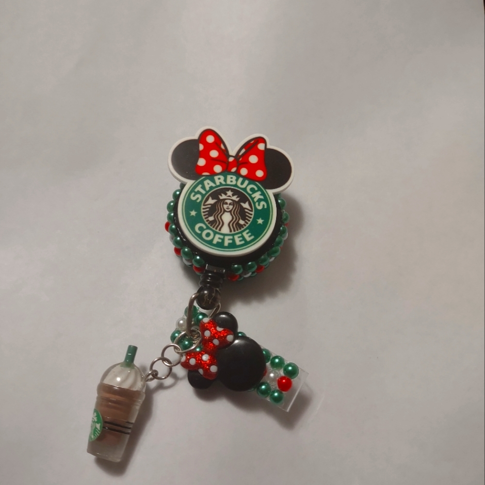 Hand made star bucks my Minnie mouse nurse badge